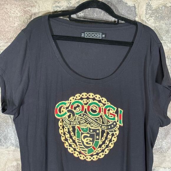 COOGI Women’s Plus 3X Graphic‎ Tee Black Chain Logo Cotton Stretch T-Shirt Y2K - Picture 2 of 12